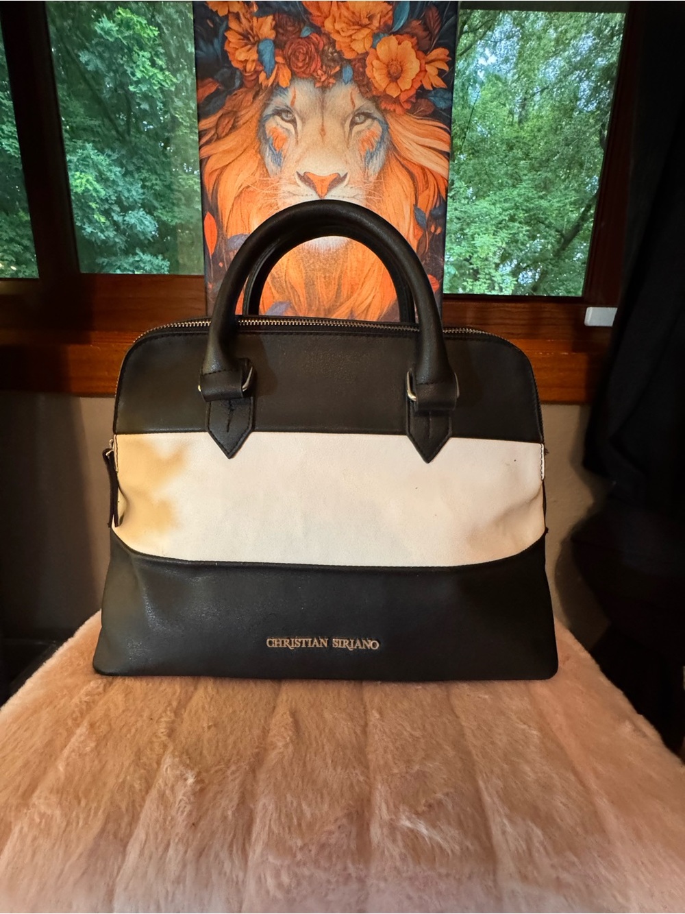 Christian Siriano Black and White Colorblock Satchel
